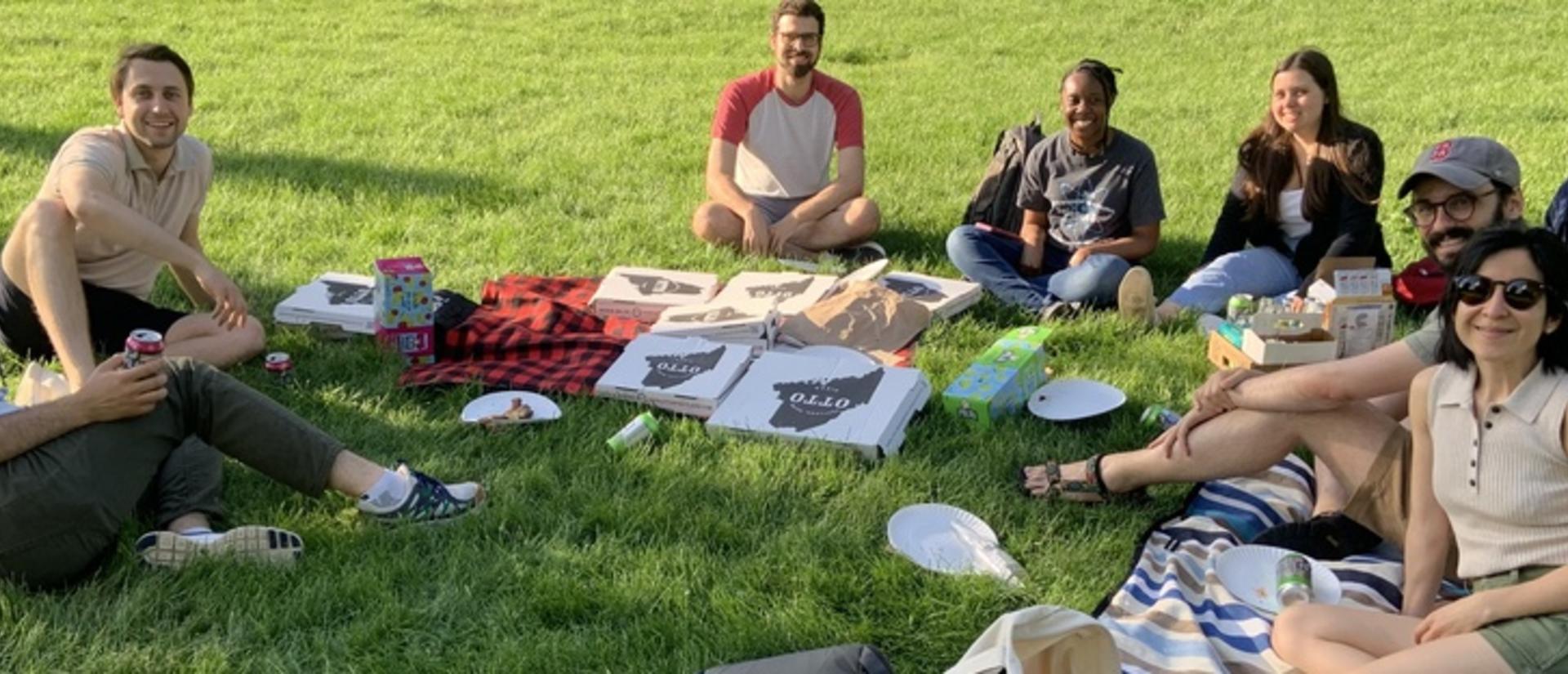 Students at a picnic on the Harvard Campus