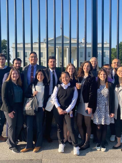 Students in front of the white house